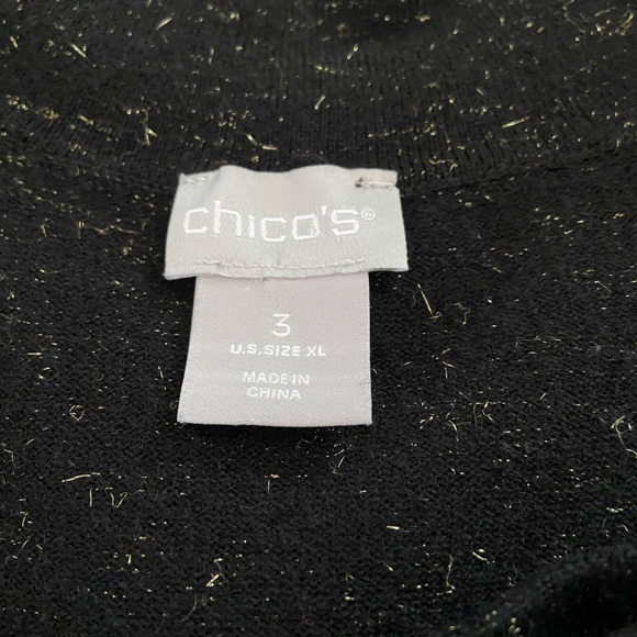 Chico's Women’s Angelina Cashmere Blend Cowl Neck ShimmerTank Top Size XL Black - Picture 3 of 4